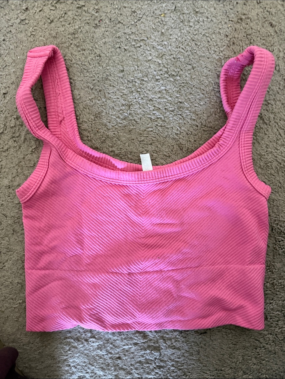 Nikibiki Ribbed Pink Scoop Crop Tank